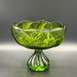 Vintage green depression glass trinket dish